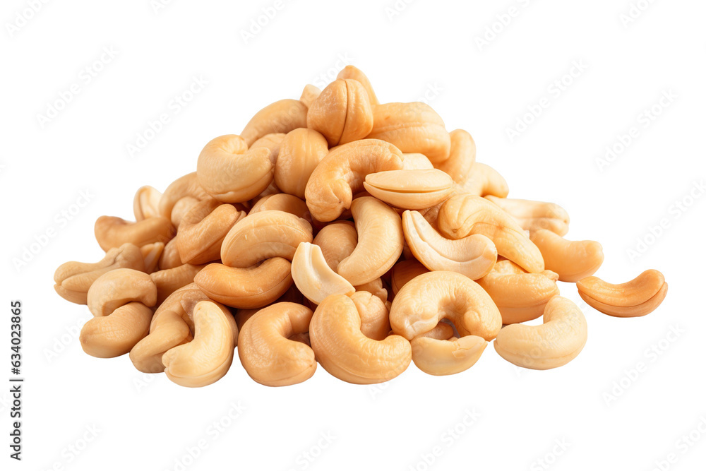 Fototapeta premium Closeup cashews nuts isolated on transparent or white background PNG