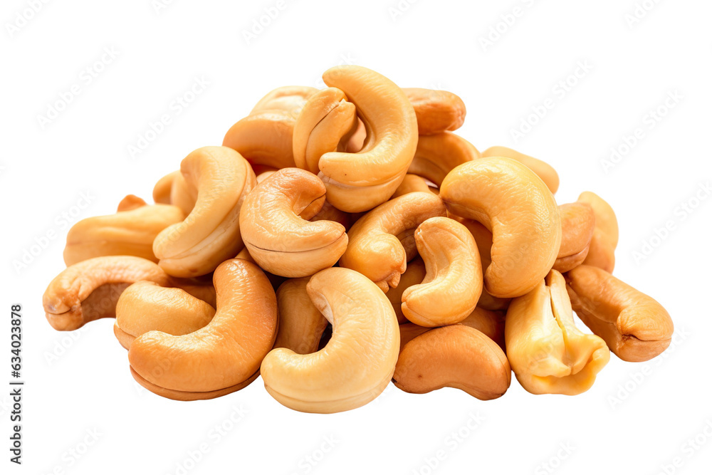 Closeup cashews nuts isolated on transparent or white background PNG Closeup cashews nuts isolated on transparent or white background PNG