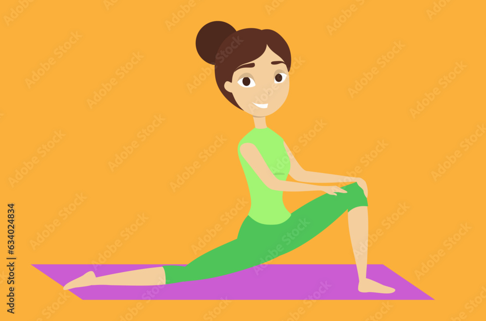 woman doing yoga on a mat stretching
