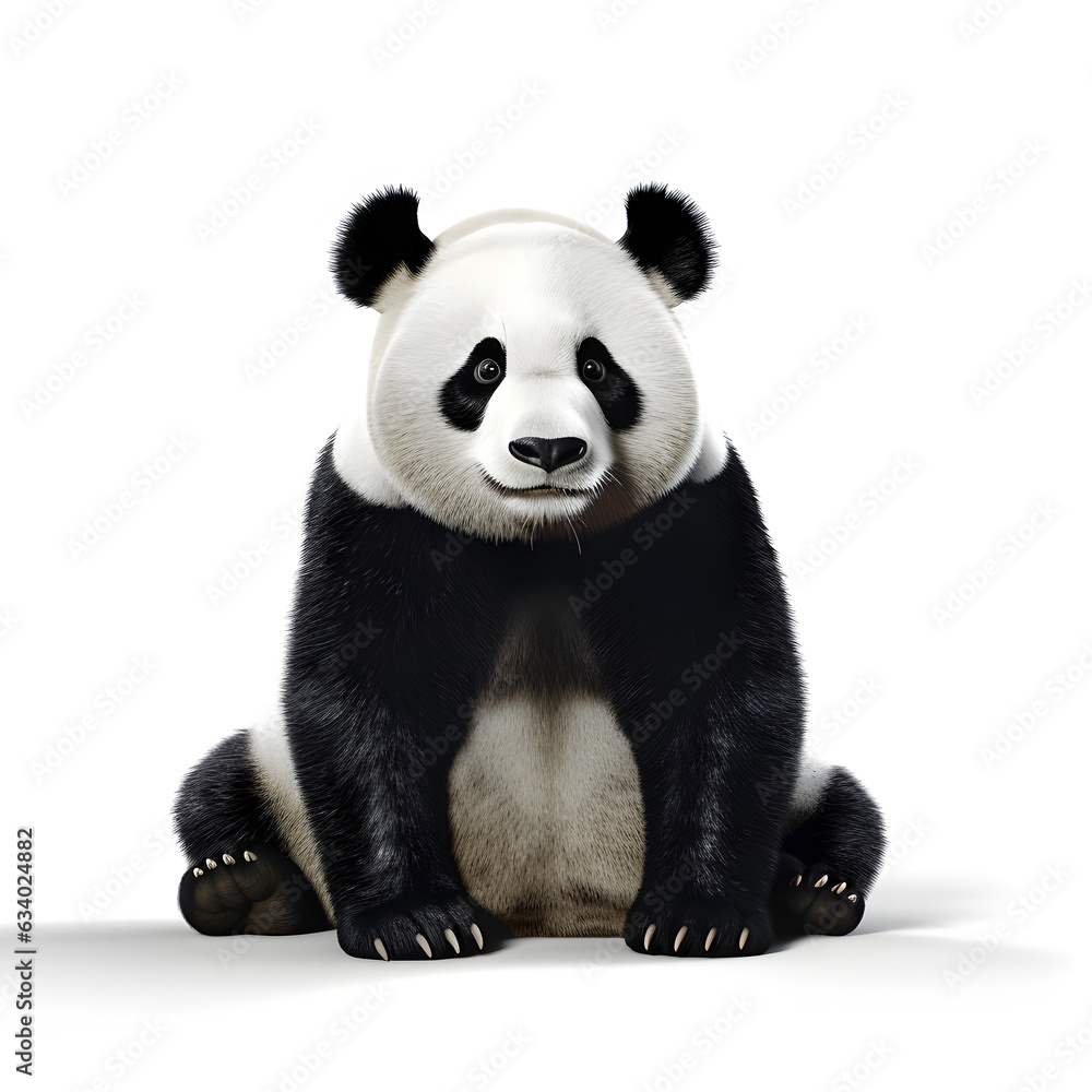Panda sitting isolated on white