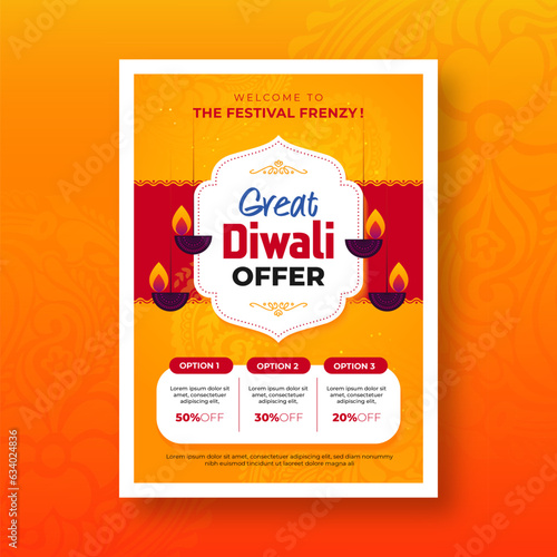 Diwali Festival Offer Poster Design Background Template Vector Illustration, Festival Offer Poster Design Template