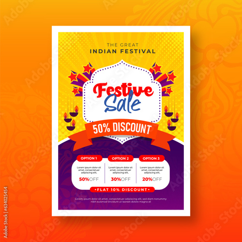 Diwali Festival Offer Poster Design Background Template Vector Illustration, Festival Offer Poster Design Template