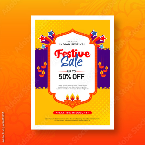 Diwali Festival Offer Poster Design Background Template Vector Illustration, Festival Offer Poster Design Template
