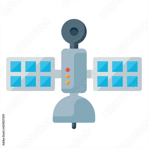 Space satellite icon. Flat illustration of space satellite vector icon for web design.Isometric meteorological weather center forecasters composition with isolated image of flying satellite 