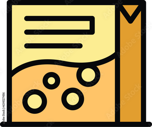 Food muesli icon outline vector. Cereal milk. Bowl corn color flat