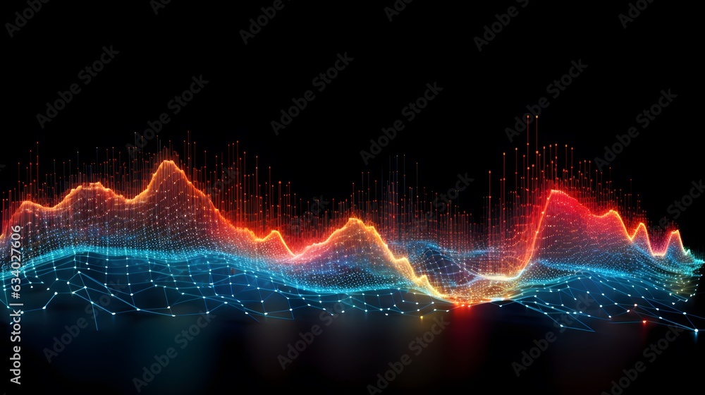 Abstract digital sound wave. Vector illustration, Futuristic technology style - obrazy, fototapety, plakaty 