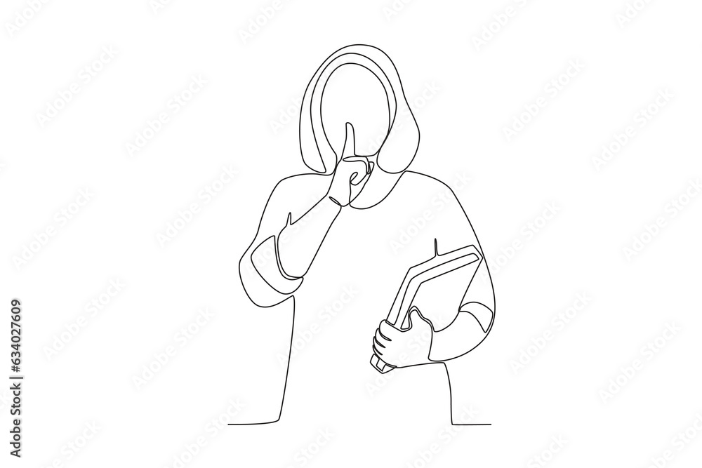 One continuous line drawing of a female librarian who was telling customers not to make a fuss
One continuous line drawing of a female librarian who was telling customers not to make a fuss