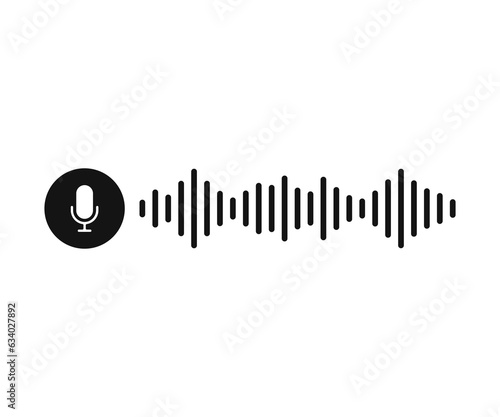 Microphone icon with sound waves. Radio microphone and sound wave. Podcast, voice recording, online concert, studio recording concept icon