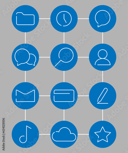 Star ,cloud , music ,pen,credit card,man ,search , magnifier, research, chat on line symbol template, dialogue,clock icon in trendy flat style isolated on background ,folder icon in solid black flat s