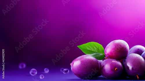 A Plum Background with Cherries Grapes and Cranberries AI Generative