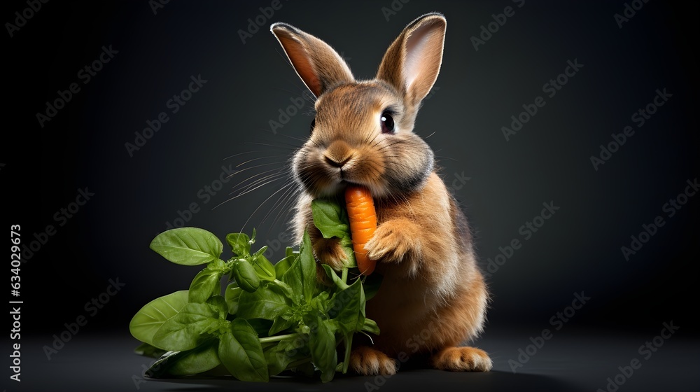 Fototapeta premium Fröhliches Abendessen: Hase und seine Möhre