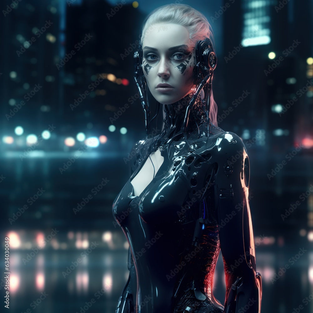 Futuristic Android Robot Cyborg Woman. Generative AI illustration ...