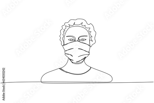 Doctor, medical uniform, nurse, protection, hygiene, sterility, medical supplies, equipment one line art. Continuous line drawing of medication, clinical, disposable, tool, surgery, pandemic, virus