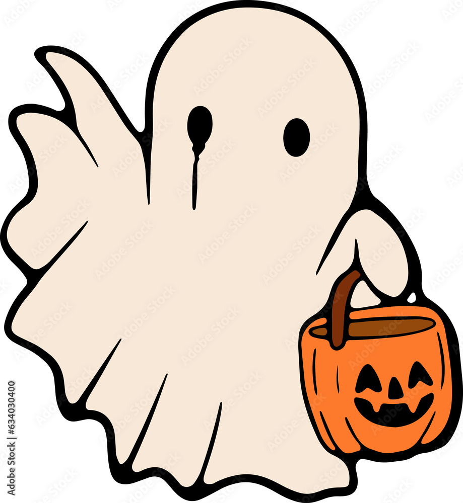 Retro Ghost Halloween t-shirt design. Cute cartoon. vintage Retro Ghost Halloween t-shirt design. Cute cartoon. vintage