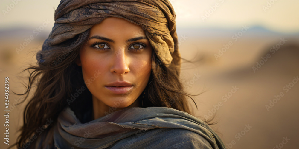 Fototapeta premium portrait of a beautiful woman covered in a oriental chador in mysterious mood 