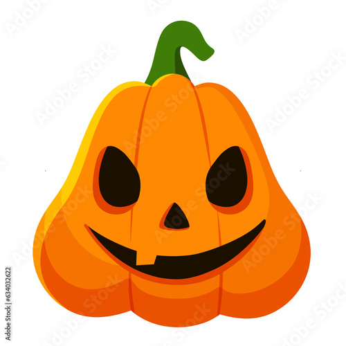 Funny face spooky halloween pumpkin illustration on transparent background