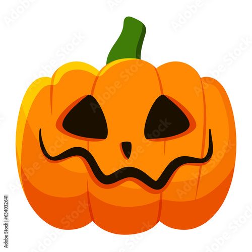 halloween jack o lantern pumpkin scary face spooky illustration on transparent background