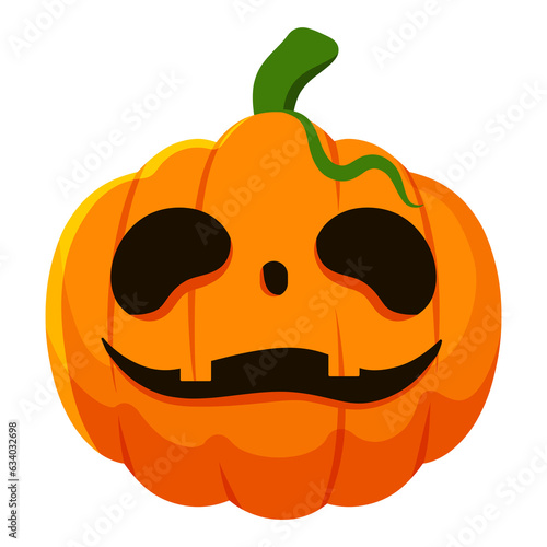 halloween pumpkin face scary funny spooky sticker illustration on transparent background