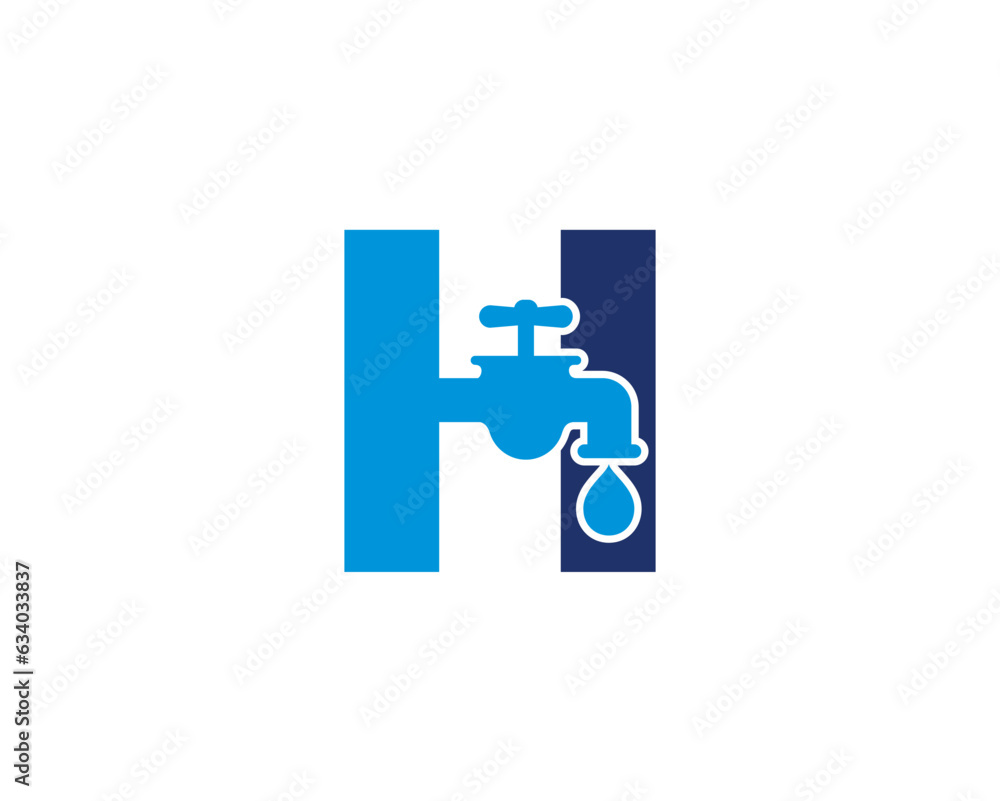 Fototapeta premium Letter H and Faucet Logo Design 001
