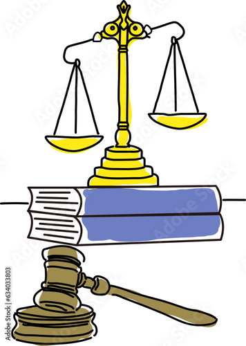 法律事務所イメージのシンプル線画イラスト