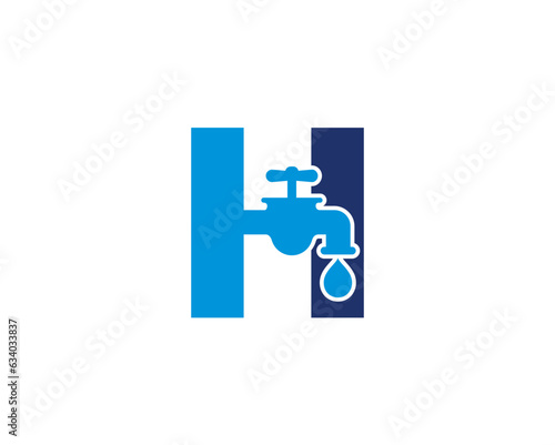 Letter H and Faucet Logo Design 001