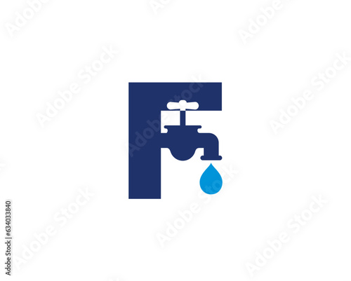 Letter F and Faucet Logo Design 001