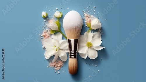 arrangement with beauty bag and makeup generative ai