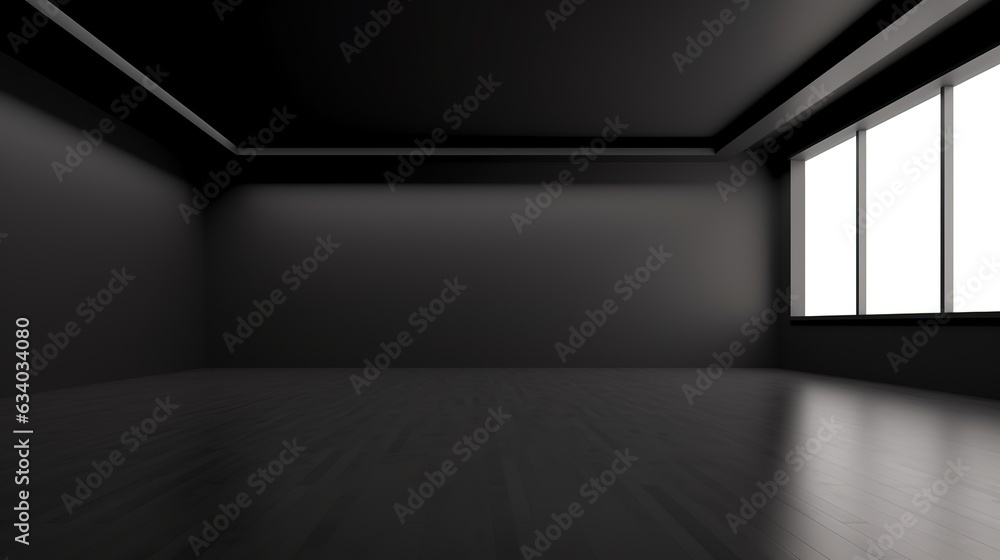 Simple black smooth wall, minimalist interior design, Generative AI Simple black smooth wall, minimalist interior design, Generative AI