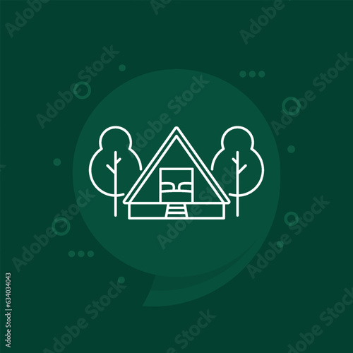 log cabin line icon, vector