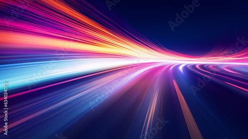 Futuristic abstract background, colorful neon lines, waves, neon glow on a dark background