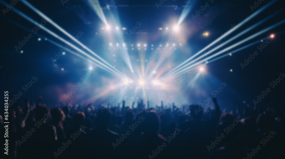 Blur crowd audience watching live show in concert hall or venue stadium with lighting. generative AI Blur crowd audience watching live show in concert hall or venue stadium with lighting. generative AI