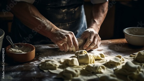 hands of a person making pasta