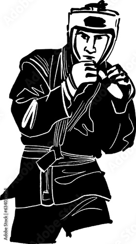 black and white vector sketch of the wrestler