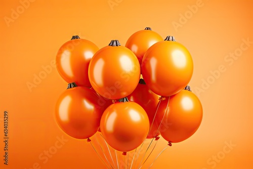 Floating orange balloons, with orange background