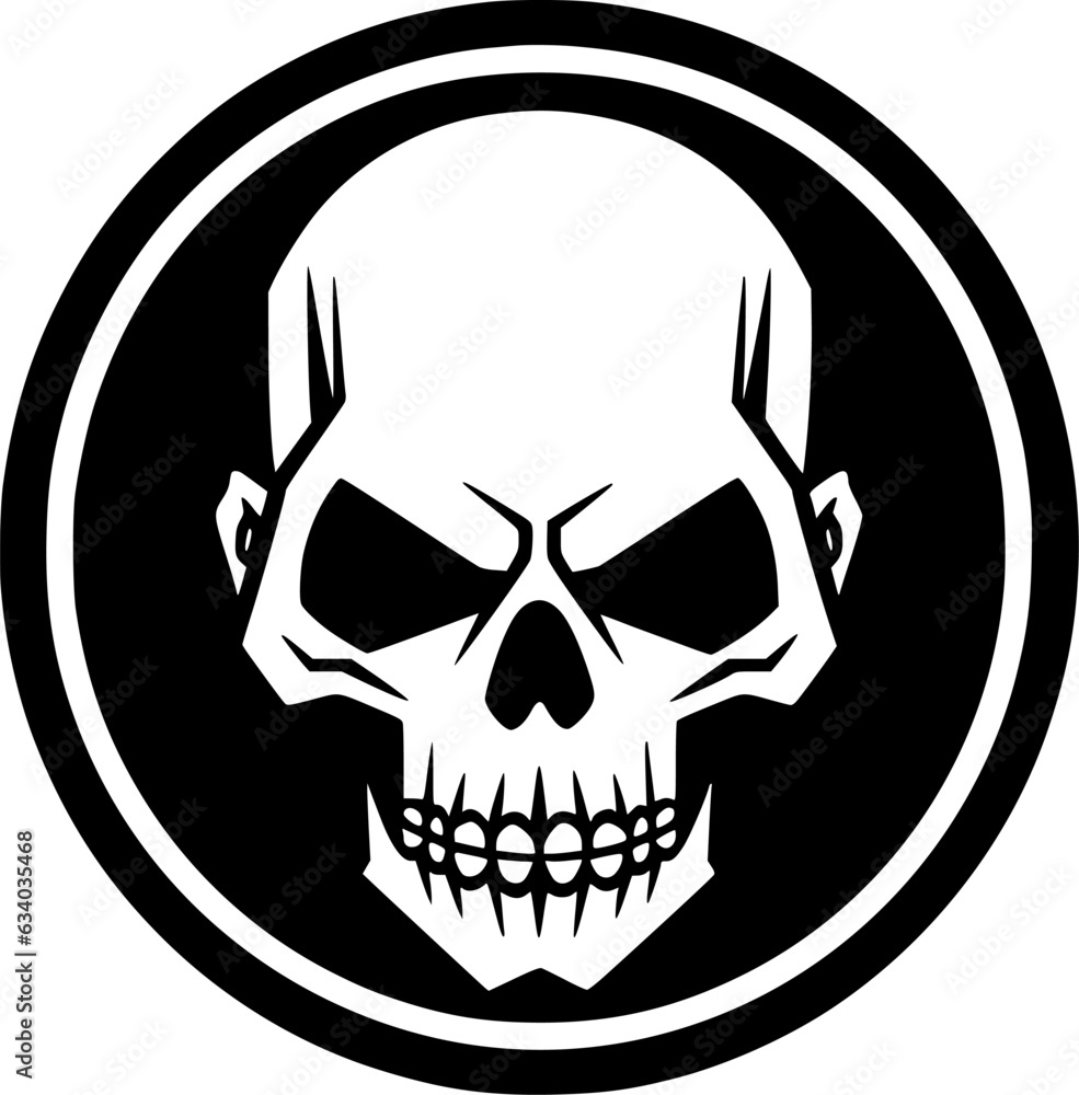 Fototapeta premium Skull - Black and White Isolated Icon - Vector illustration