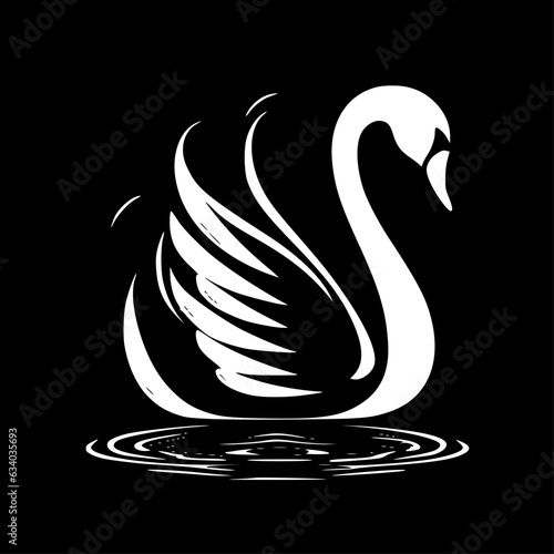 Swan | Black and White Vector illustration