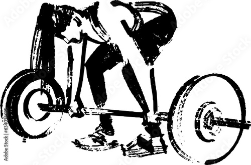 vector sketch of the fit female weight lifter athlete lifting weights