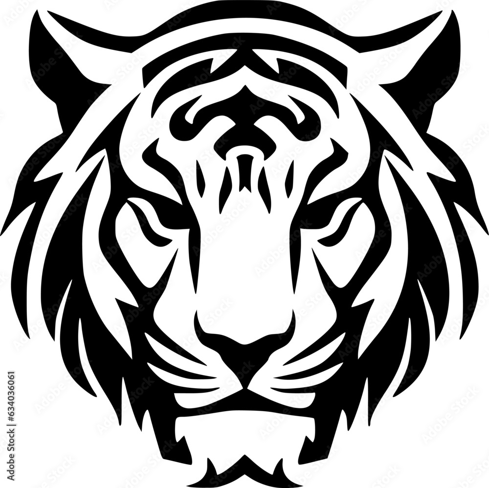 Fototapeta premium Tiger - Black and White Isolated Icon - Vector illustration