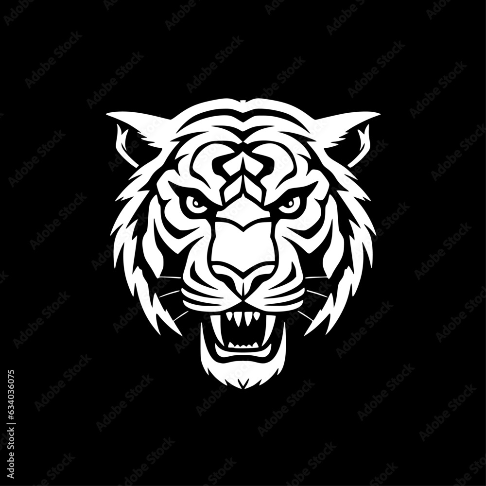 Tiger | Black and White Vector illustration Tiger | Black and White Vector illustration