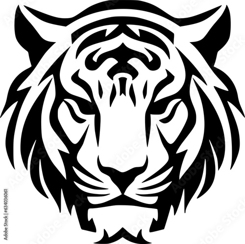 Tiger - Black and White Isolated Icon - Vector illustration