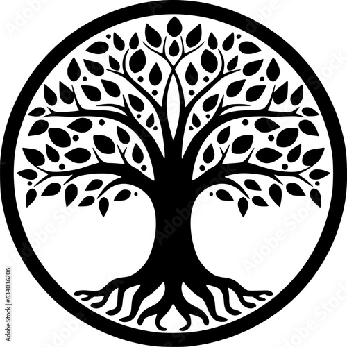 Tree - Black and White Isolated Icon - Vector illustration
