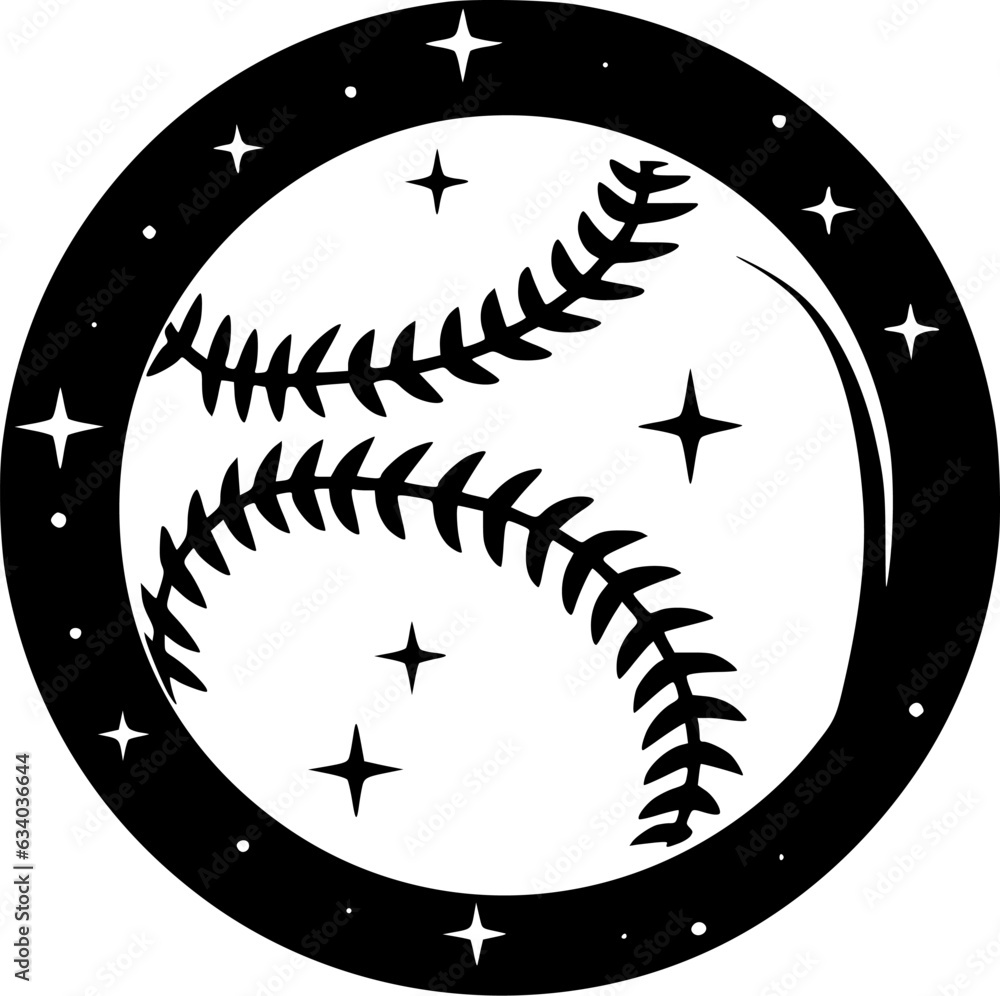 Baseball | Black and White Vector illustration Stock Vector | Adobe Stock