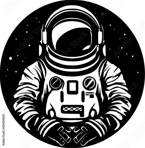 Astronaut - Black and White Isolated Icon - Vector illustration