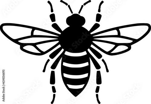Bee - Black and White Isolated Icon - Vector illustration