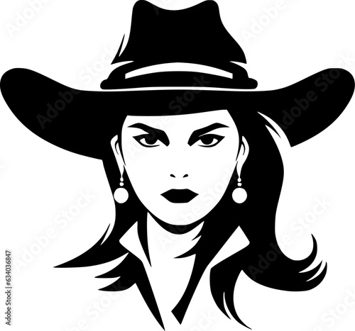Cowgirl | Black and White Vector illustration
