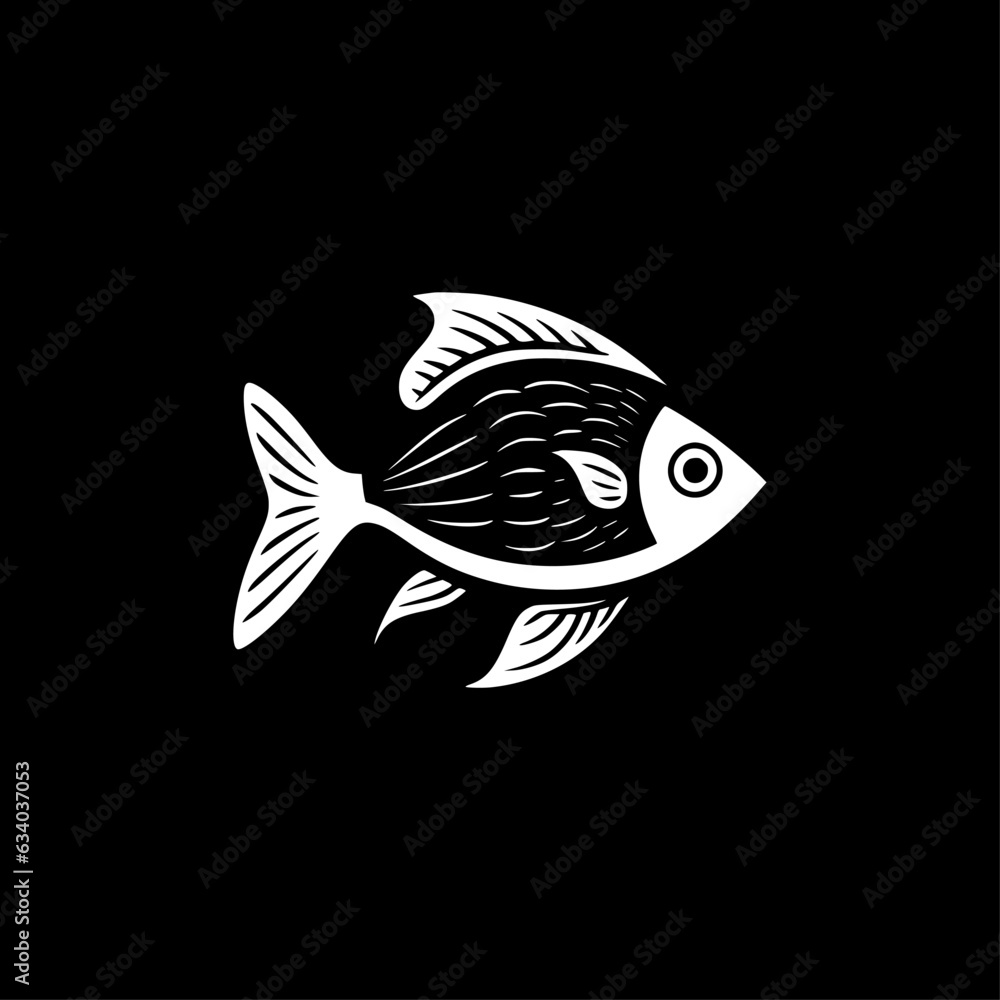 Fish - Black and White Isolated Icon - Vector illustration Fish - Black and White Isolated Icon - Vector illustration