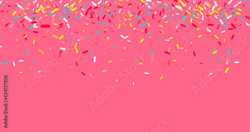 Colorful sprinkles banner background, colorful falling decorative sprinkles background