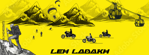 Leh ladakh beautiful vector illustration 