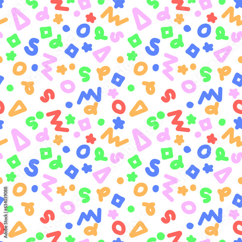 Squiggle doodle seamless pattern. Scribble color illustration.