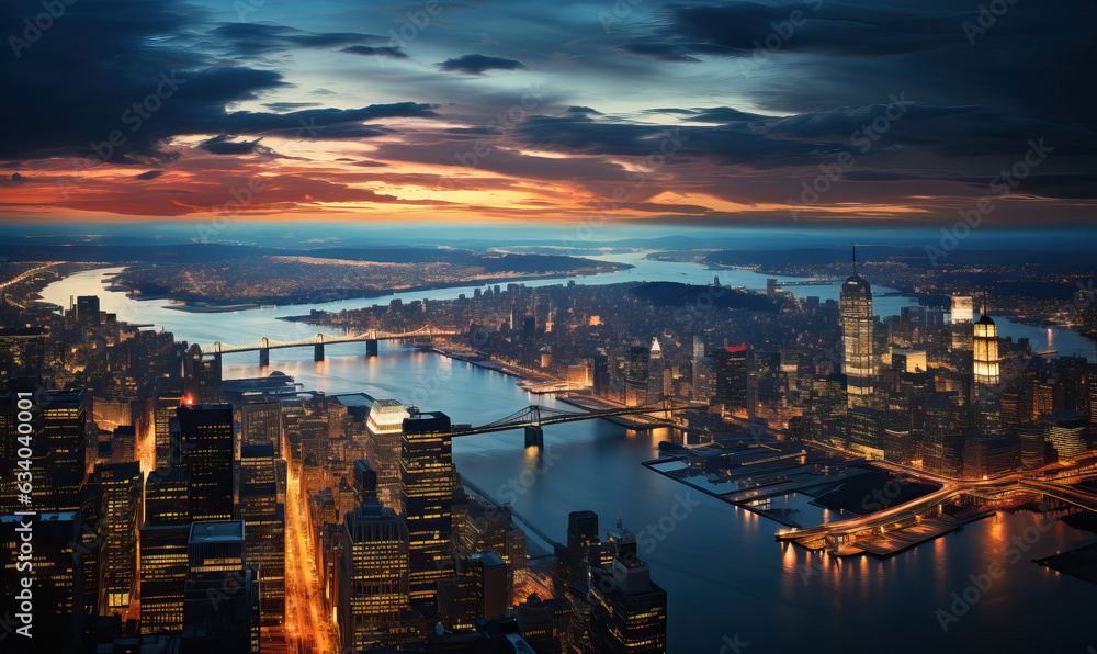 Urban landscape, night city view from above. Urban landscape, night city view from above.